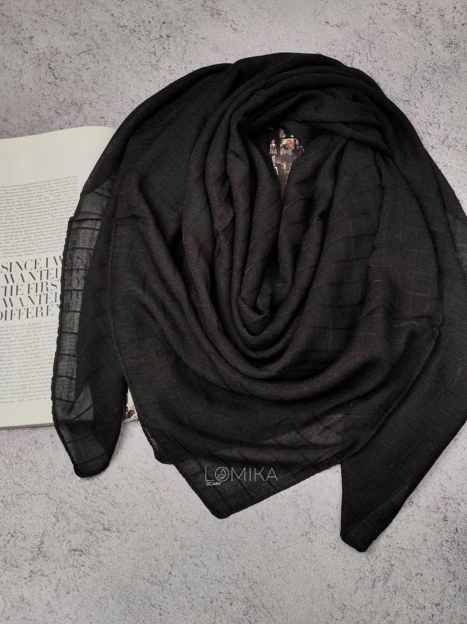 روسری نخی مشکی سری انتخابی کدrs2 (عمده)