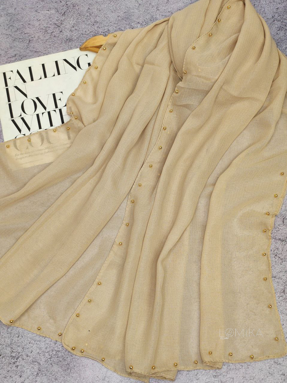 شال حریر لبه مروارید بسته10رنگی کد sm7 (عمده)