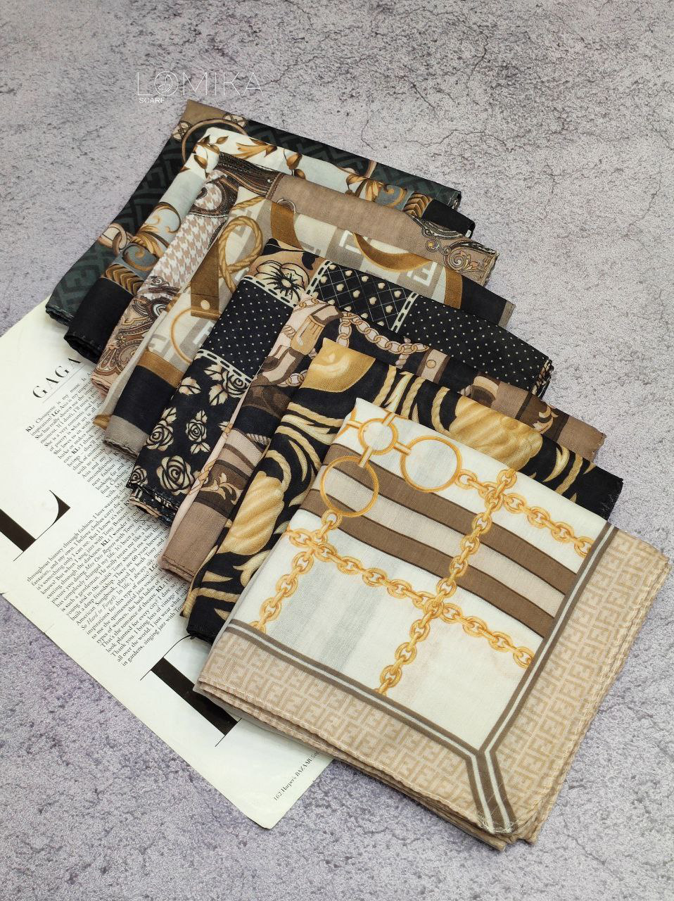 مینی اسکارف طرحبندی بسته8طرحی کد mt1 (عمده)