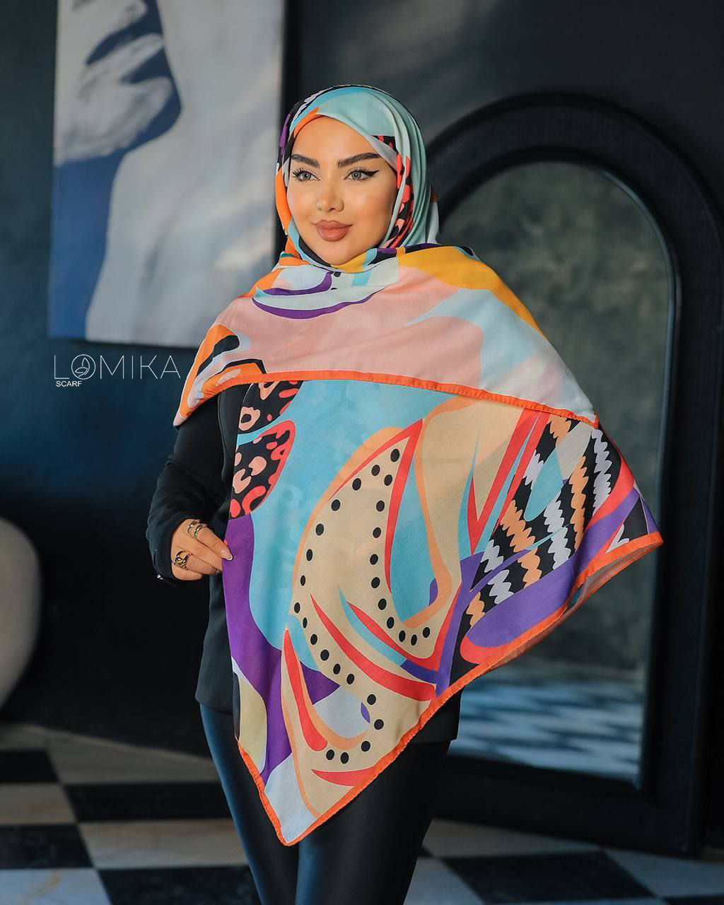 روسری طرحدار سری انتخابی کد r39 (عمده)