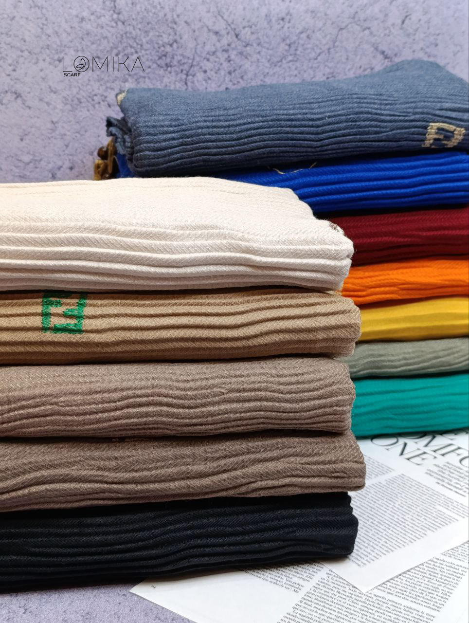 شال پلیسه پاییزه گلدوزی بسته12رنگی کد ps12 (عمده)