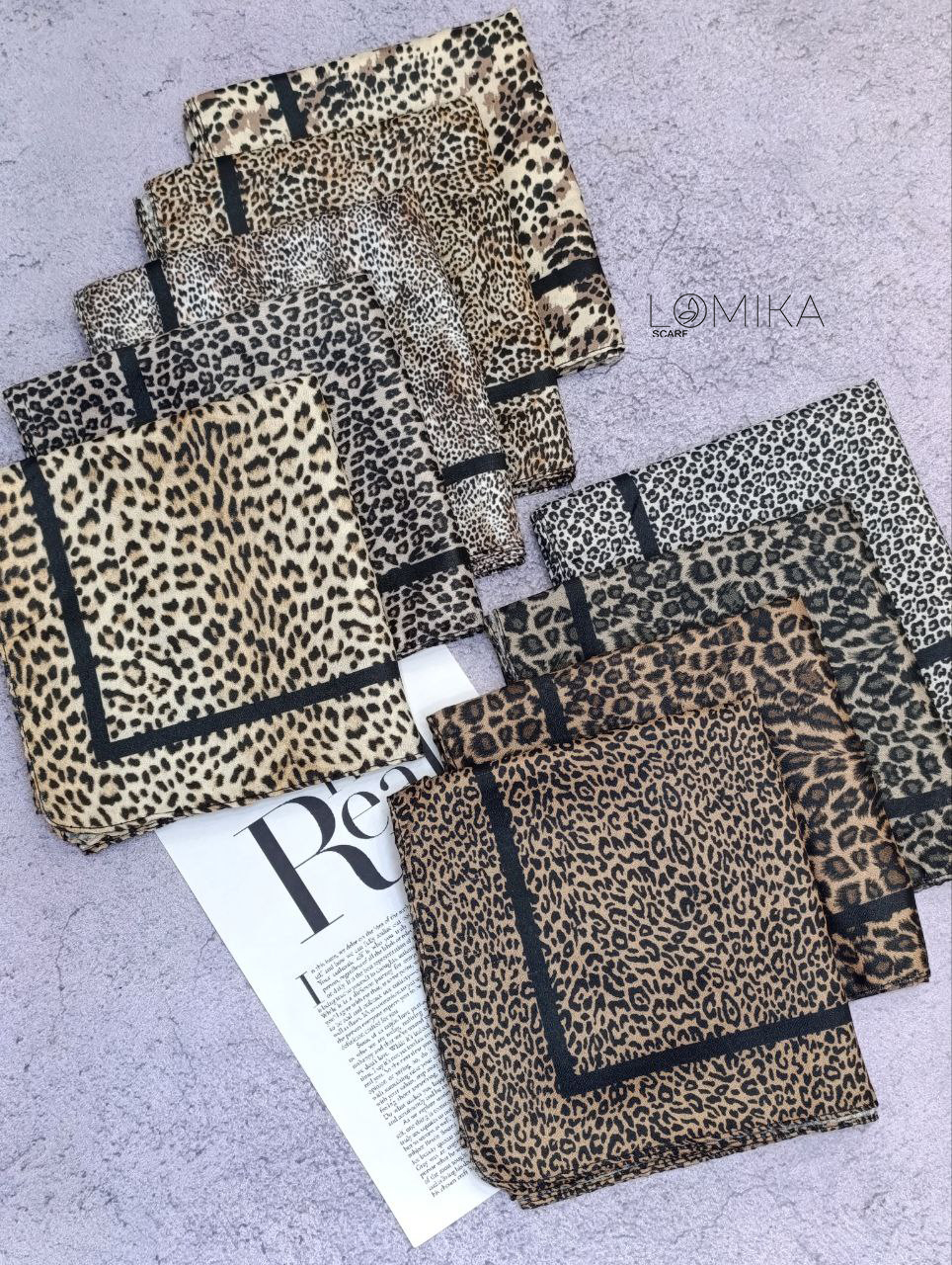 مینی اسکارف پلنگی پاییزه بسته10طرحی کد mp1 (عمده)