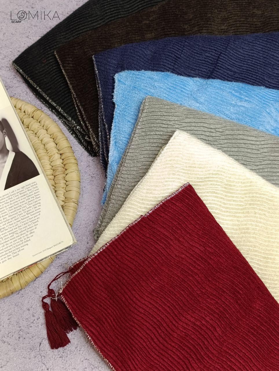 شال پلیسه مخمل دورلمه بسته7رنگی کد ps27 (عمده)