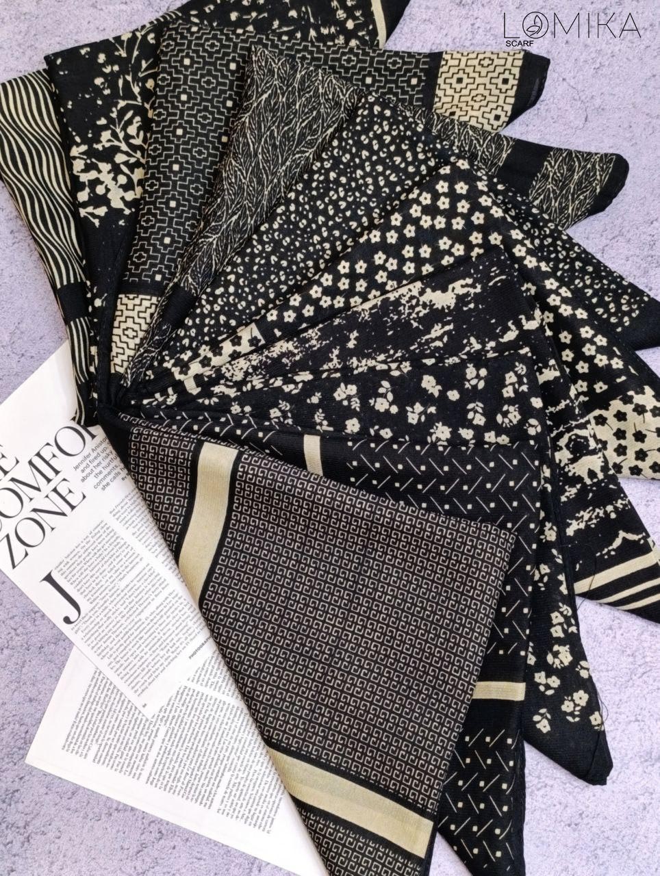 روسری حریرچاپ خیس بسته10طرحی کد rp25 (عمده)