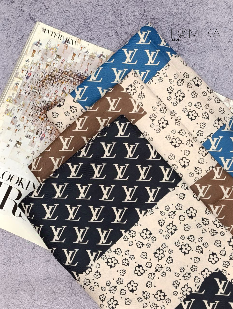 روسری ابریشم توییل بسته3رنگی کد rp34 (عمده)