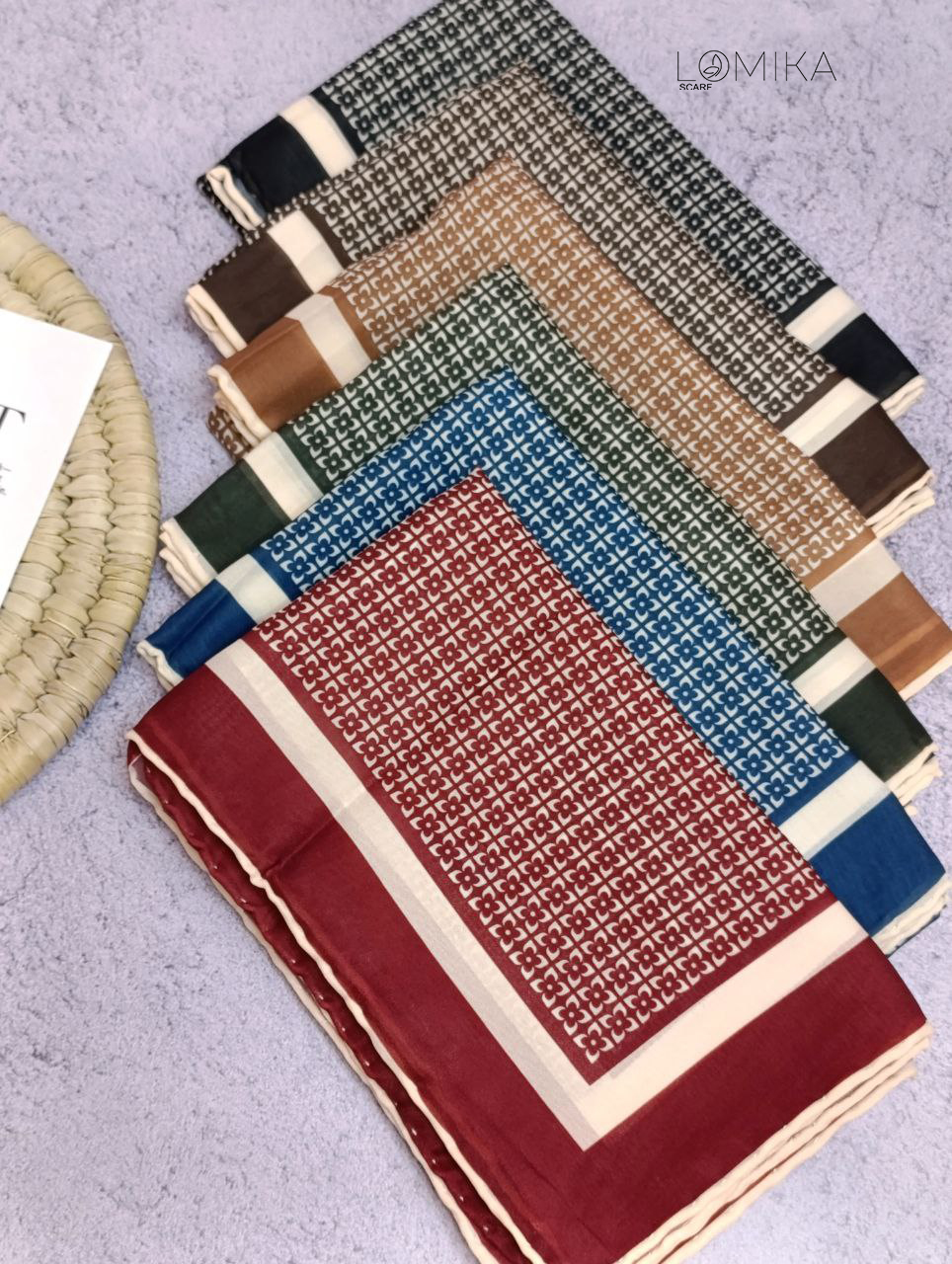 روسری حریر دستدوز بسته6رنگی کد r51 (عمده)