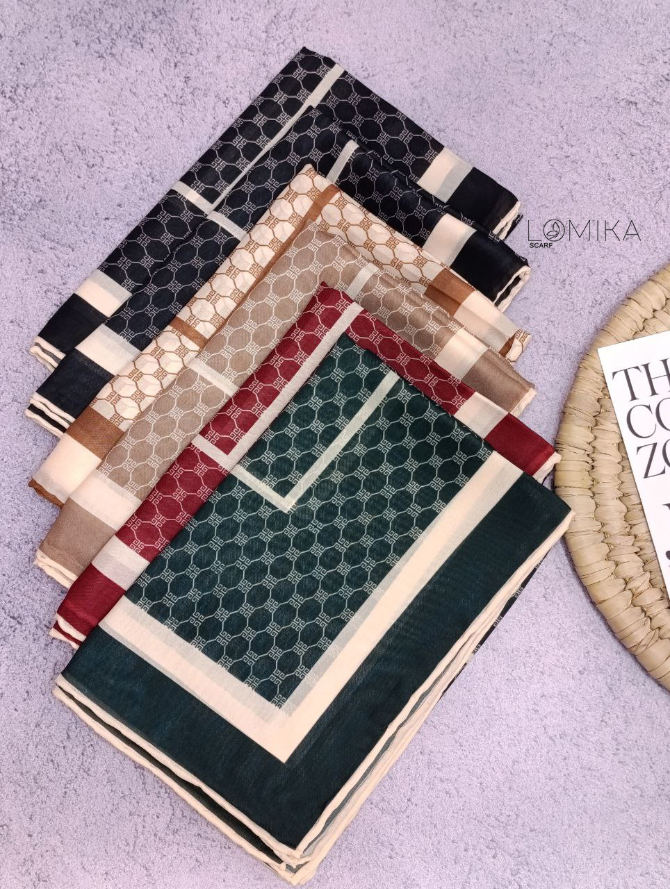 روسری حریر دستدوز بسته6رنگی کد r52 (عمده)