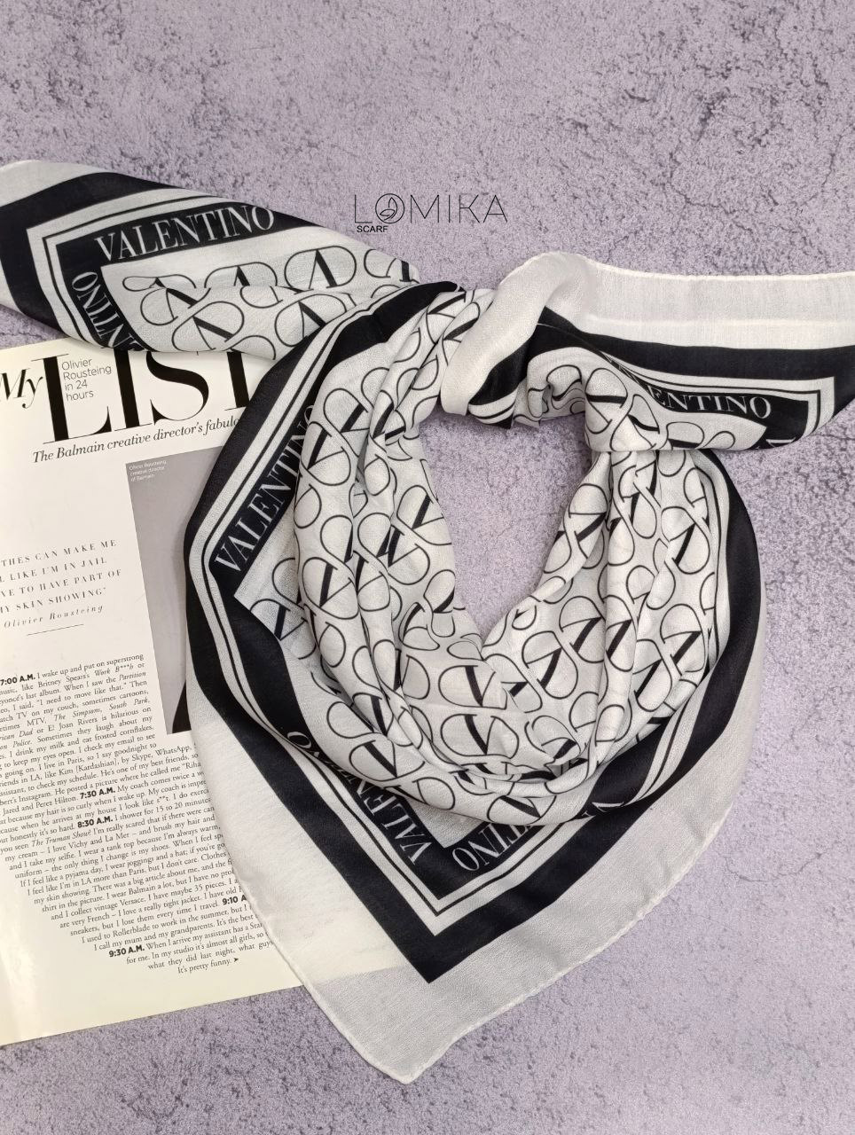 مینی اسکارف طرح ولنتینو بسته8رنگی کد mt33 (عمده)