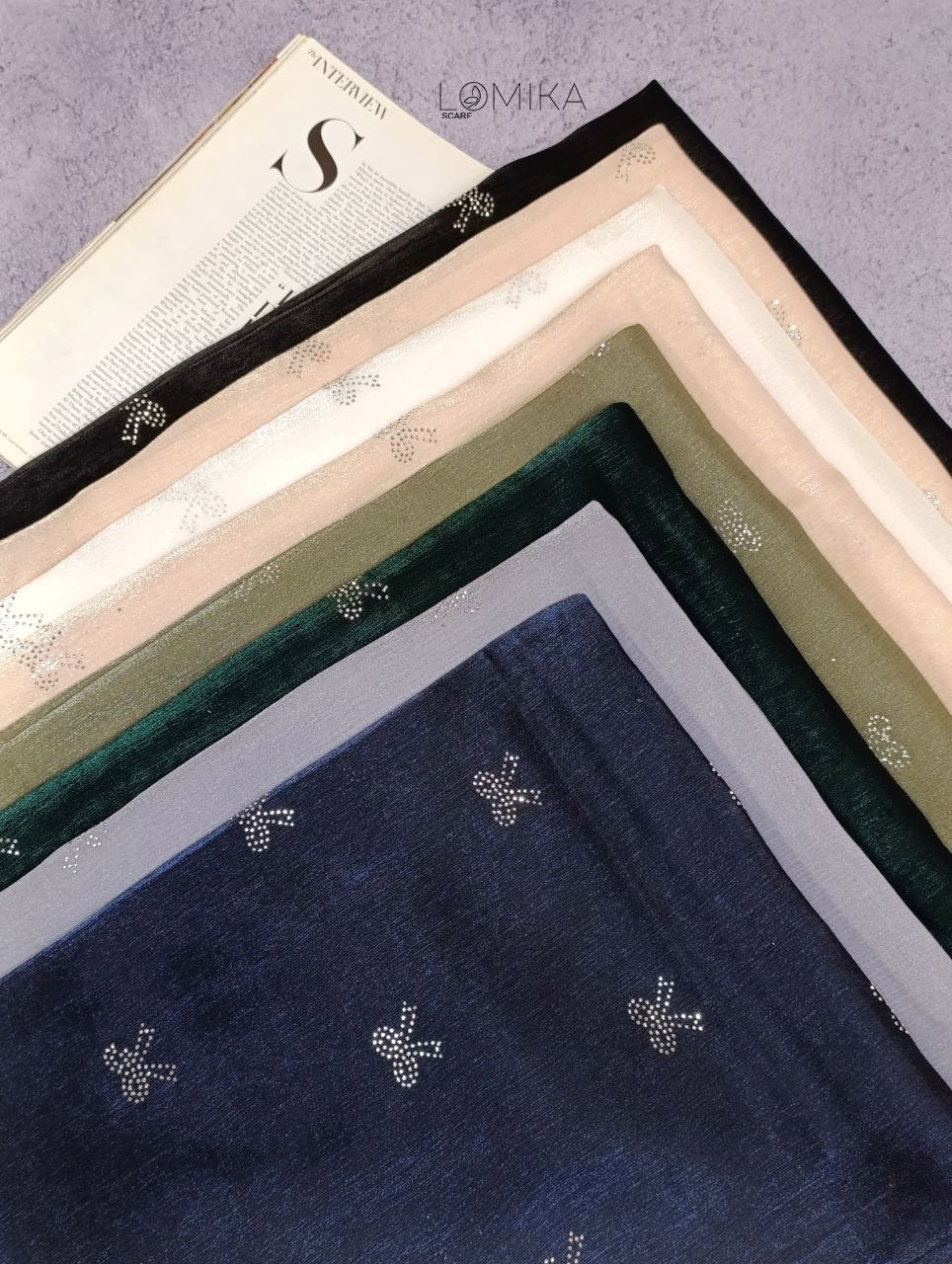 شال ژان ژان نگینی پاپیون بسته8رنگی کد sm58 (عمده)