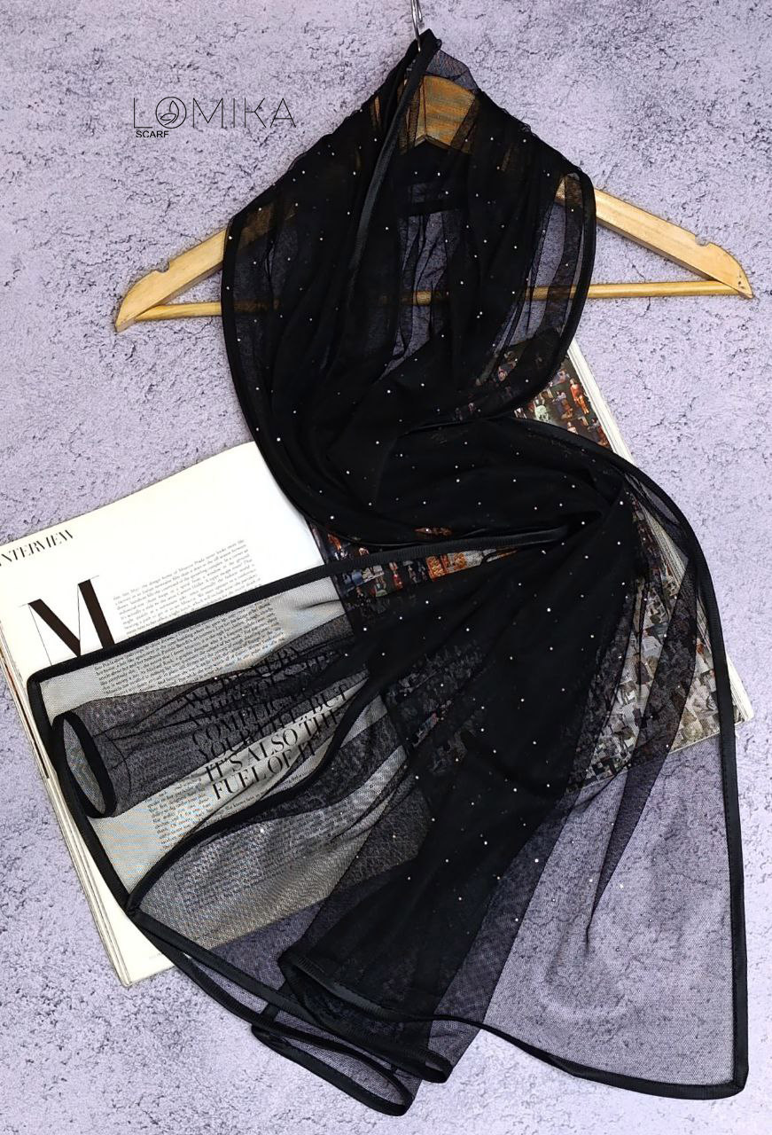 شال توری نگینی بسته12رنگی کد sm63 (عمده)