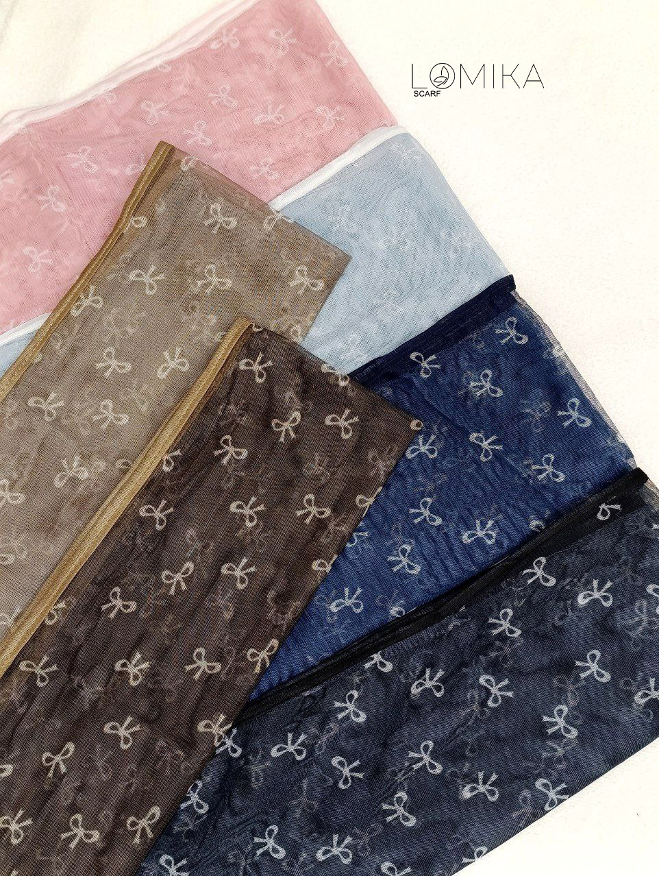 شال توری پاپیون بسته6رنگی کد sh70 (عمده)