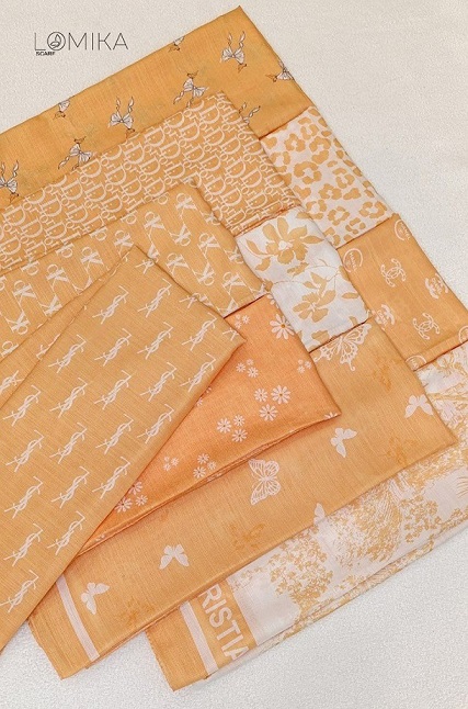 شال چاپی پک پرتقالی بسته10طرحی کد sh75 (عمده)