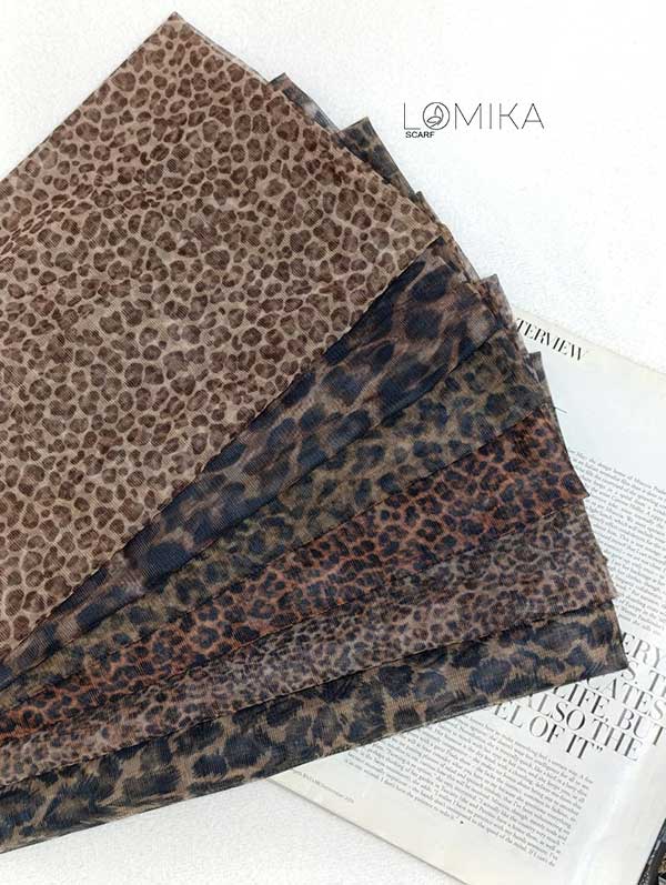 شال توری پلنگی بسته6طرحی کد sh59 (عمده)