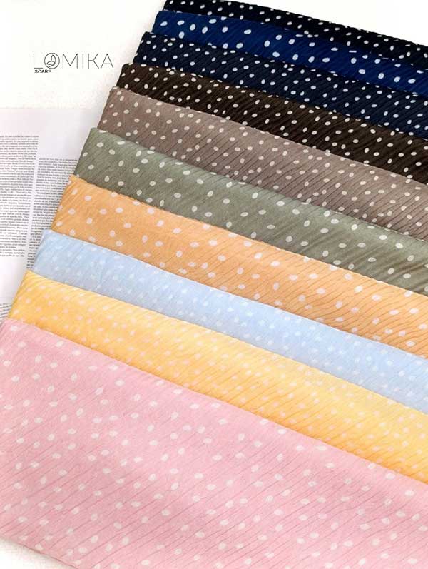 شال پلیسه خالخالی بسته10رنگی کد sp69 (عمده)