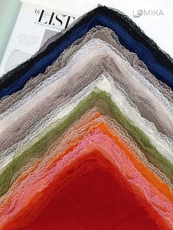 شال پلیسه اکلیلی دورگیپور بسته10رنگی کد sp58 (عمده)