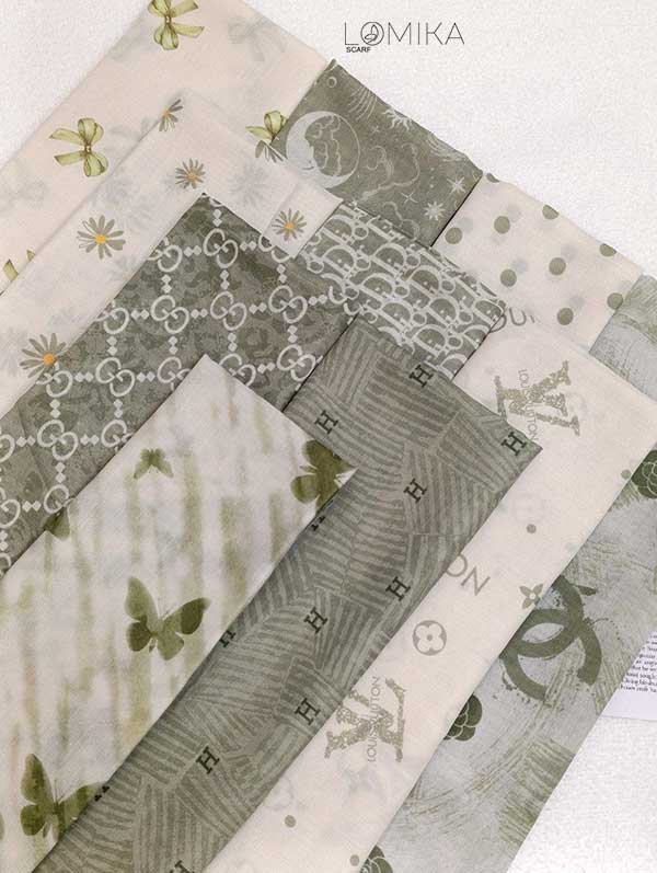 مینی اسکارف پک سبزماچا بسته10طرحی کد mt64 (عمده)