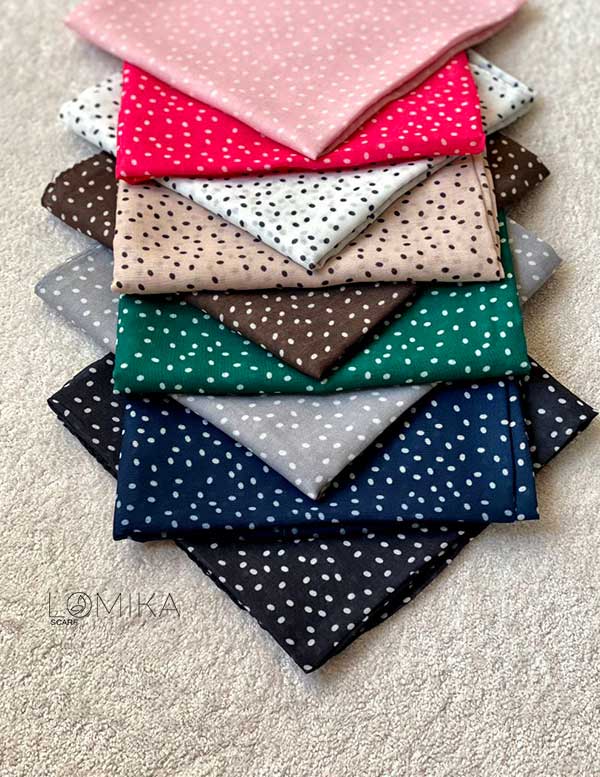 مینی اسکارف خالخالی بسته10رنگی کد mt66 (عمده)