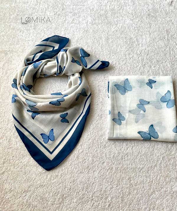 مینی اسکارف طرح پروانه بسته10رنگی کد mt58 (عمده)