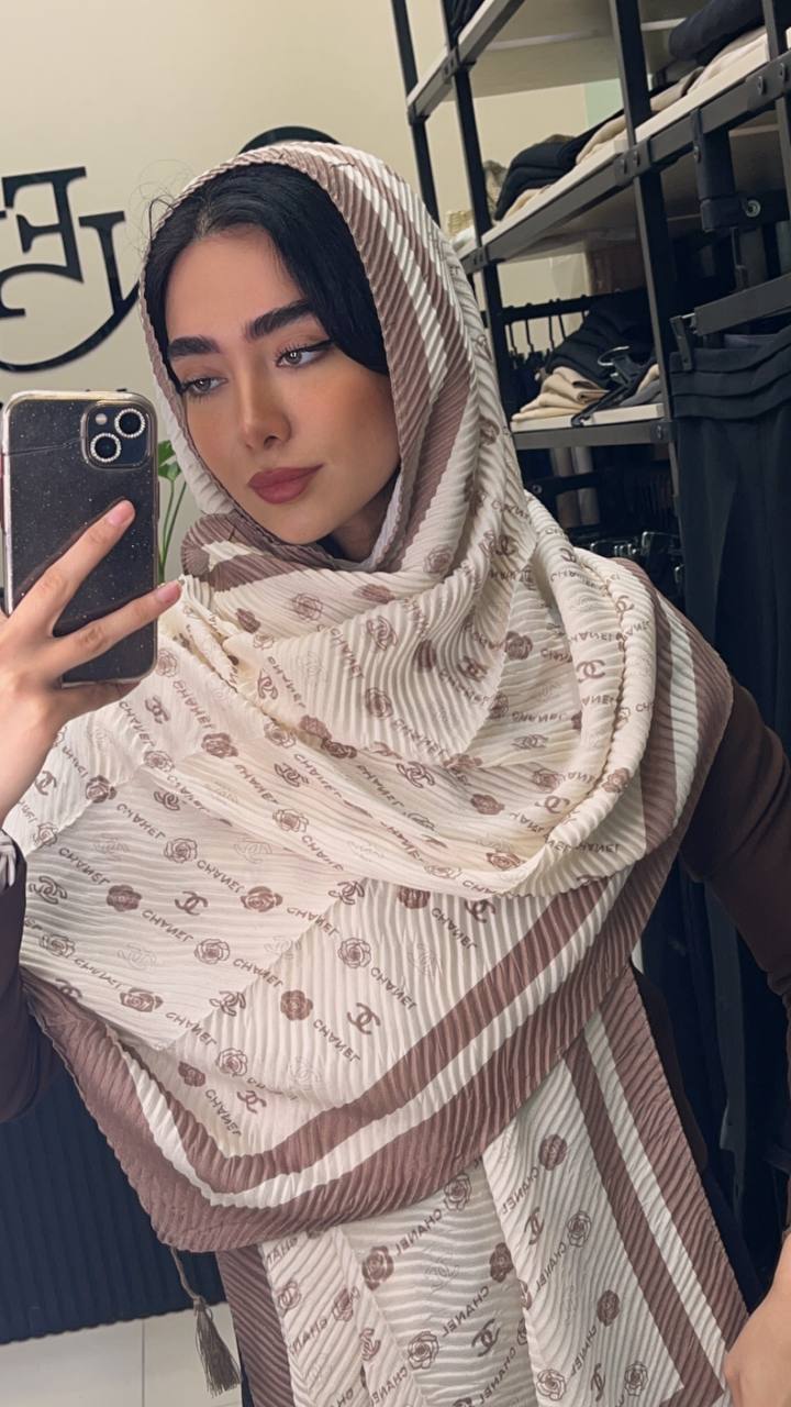 شال پلیسه پک کرم بسته10طرحی کد sp41 (عمده)