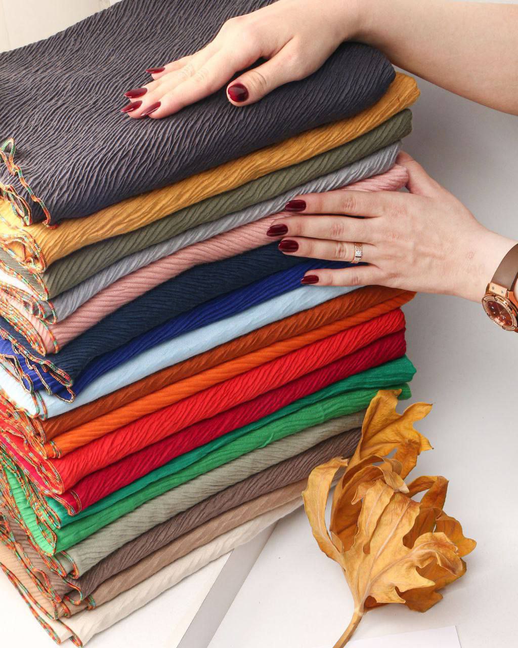 شال پلیسه موهر نوارهندی وارداتی بسته20رنگی کد ps16 (عمده)