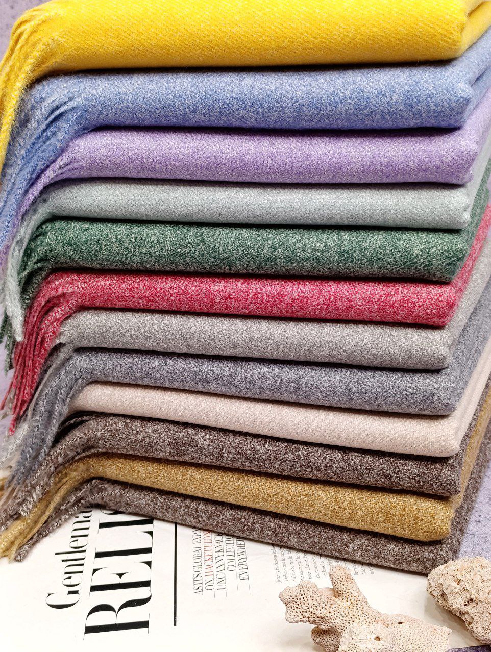 شال موهر برفی وارداتی بسته12رنگی کد sz1 (عمده)