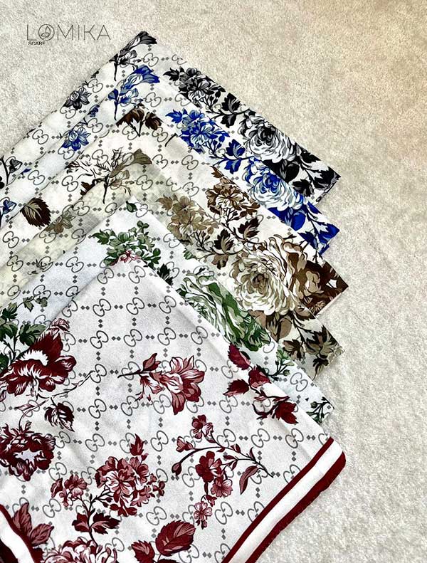 روسری سی اسکارف طرحدار بسته6رنگی کد r107 (عمده)