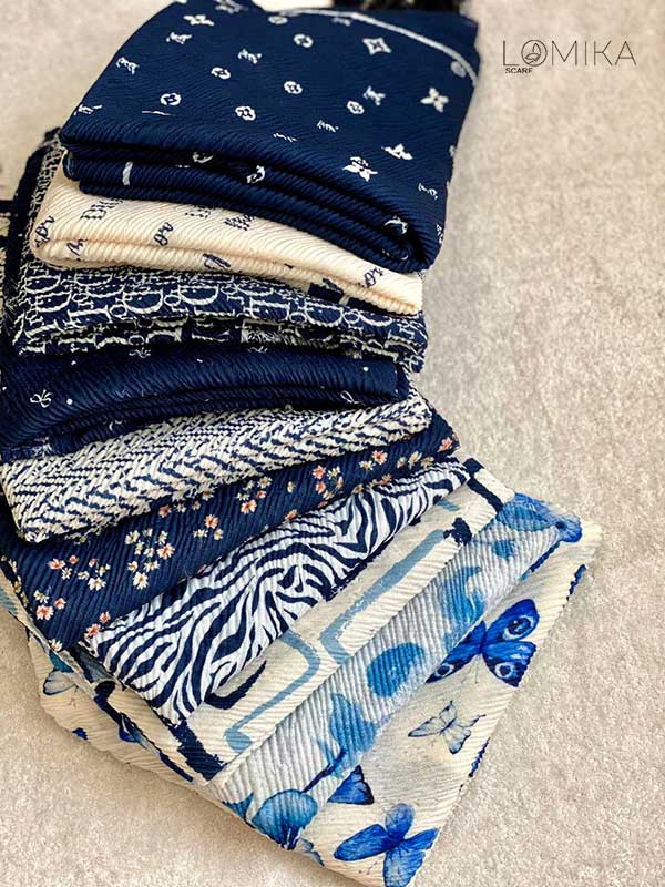 شال پلیسه پک سورمه ای بسته10طرحی کد sp74 (عمده)