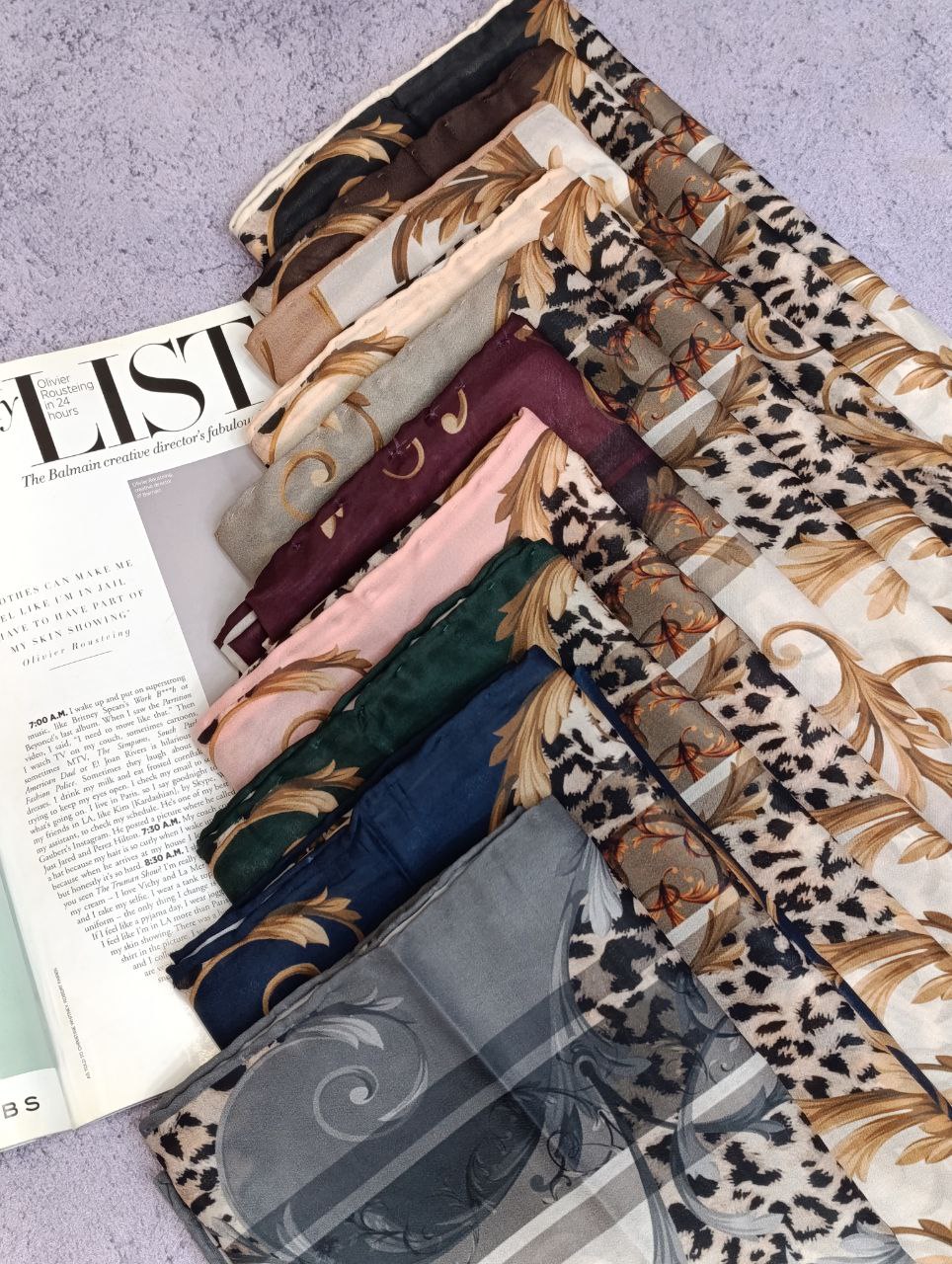 روسری حریر دستدوز بسته10رنگی کد r61 (عمده)