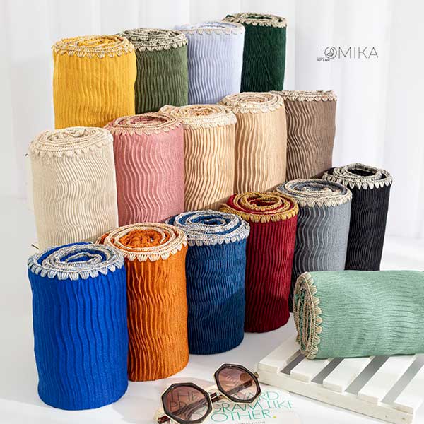 شال پلیسه دوربافت بسته16رنگی کد ps35 (عمده)