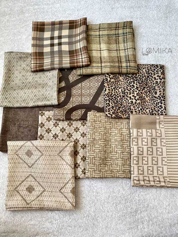 مینی اسکارف پک کرم بسته10طرحی کد mt71 (عمده)