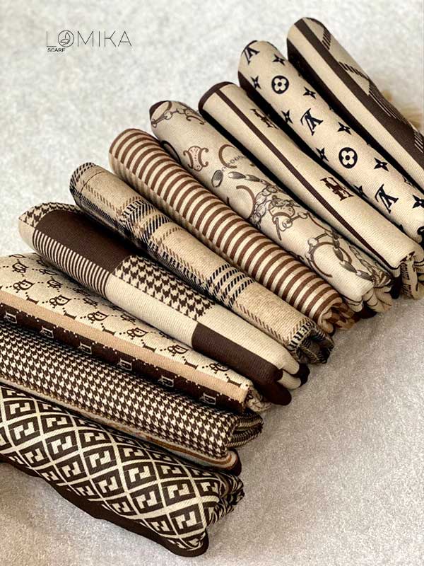 خرید شال جیر پک قهوه‌ای طرح‌دار بسته ۱۰ عددی | فروش عمده شال جیر باکیفیت