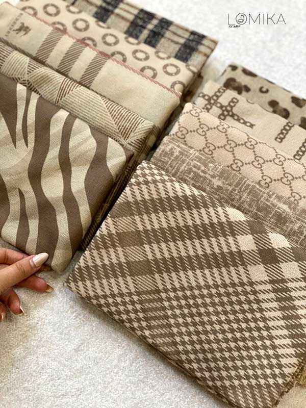 خرید شال جیر پک کرم طرح‌دار بسته ۱۰ عددی | فروش عمده شال جیر باکیفیت