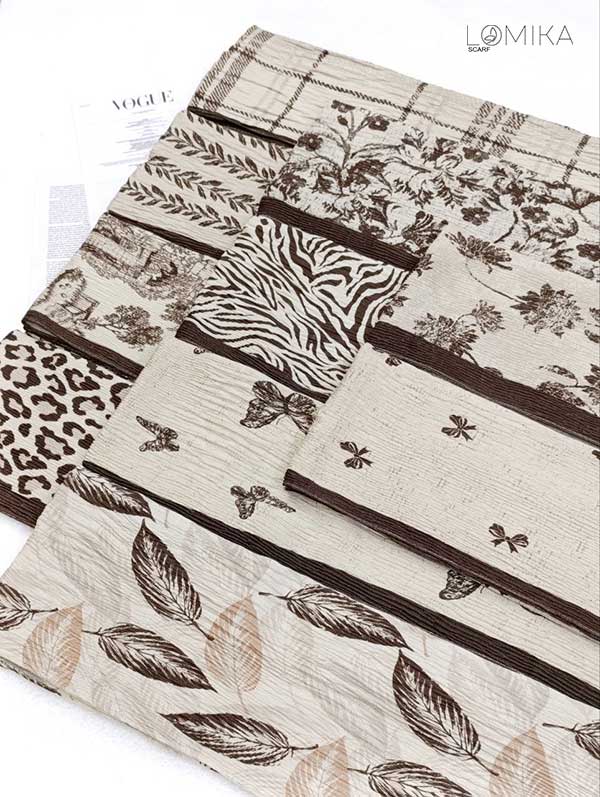 شال پلیسه پک قهوه ای بسته10طرحی کد ps40 (عمده)