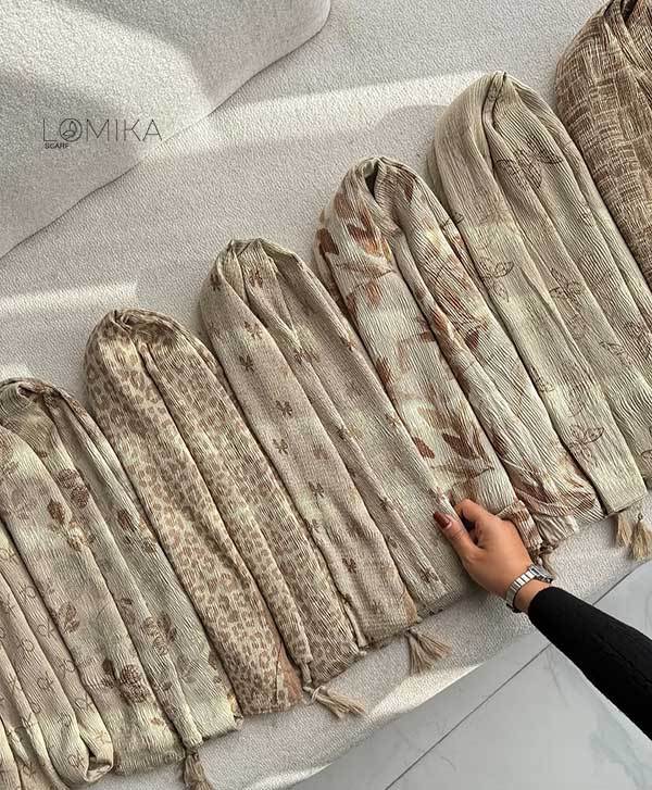 شال پلیسه پک کرم بسته10طرحی کد ps39 (عمده)