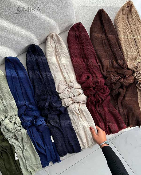 خرید شال پلیسه برشکا دورریش بسته ۱۰ رنگی | فروش عمده شال پلیسه باکیفیت و شیک