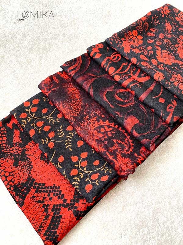 مینی اسکارف یلدایی بسته6طرحی کد mt84 (عمده)