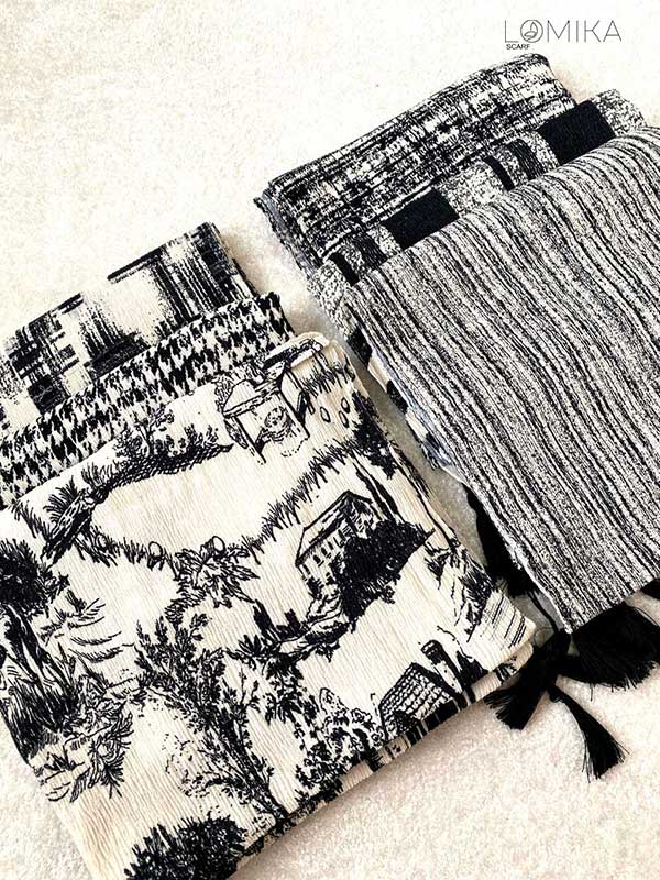 شال پلیسه برشکا پک سفیدمشکی کد sp53 (عمده)