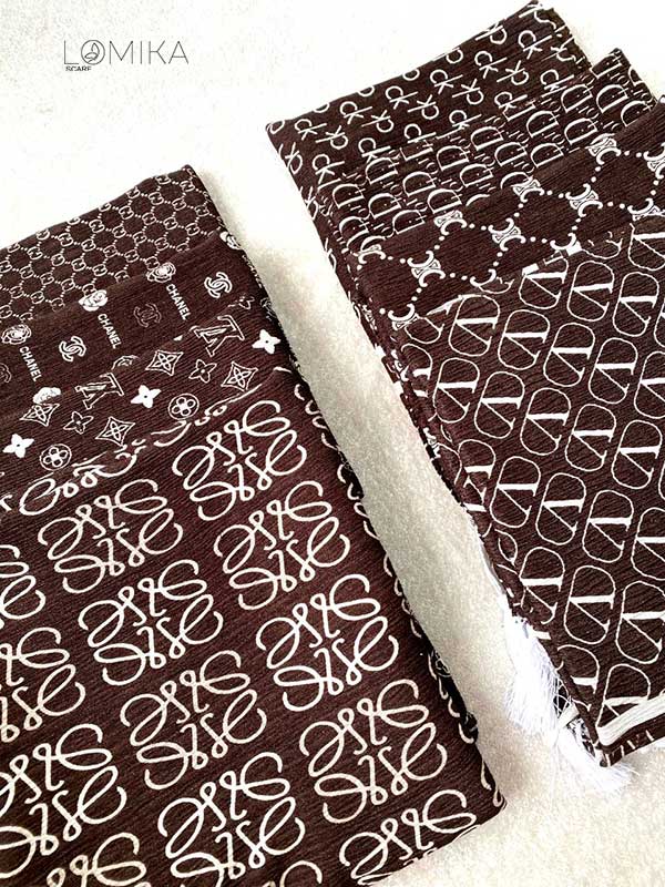 شال پلیسه برشکا پک قهوه ای بسته8طرحی کد sp56 (عمده)