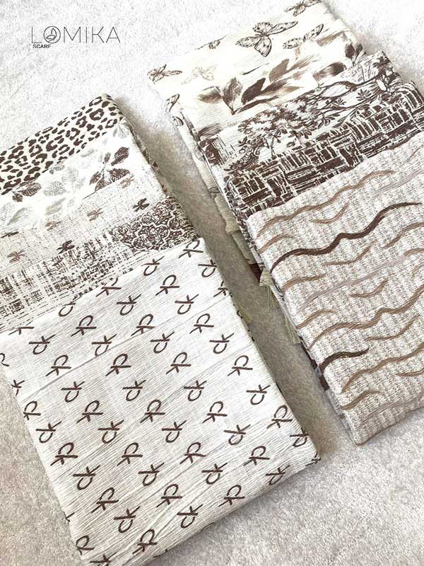 شال پلیسه پک کرم بسته10طرحی کد ps39 (عمده)