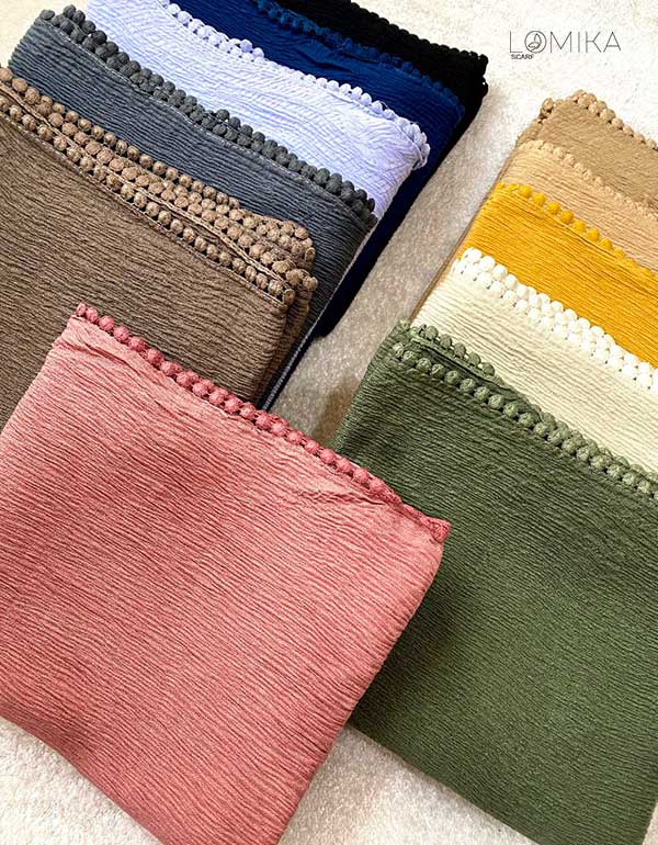 شال پلیسه دورعدسی بسته12رنگی کد ps36 (عمده)