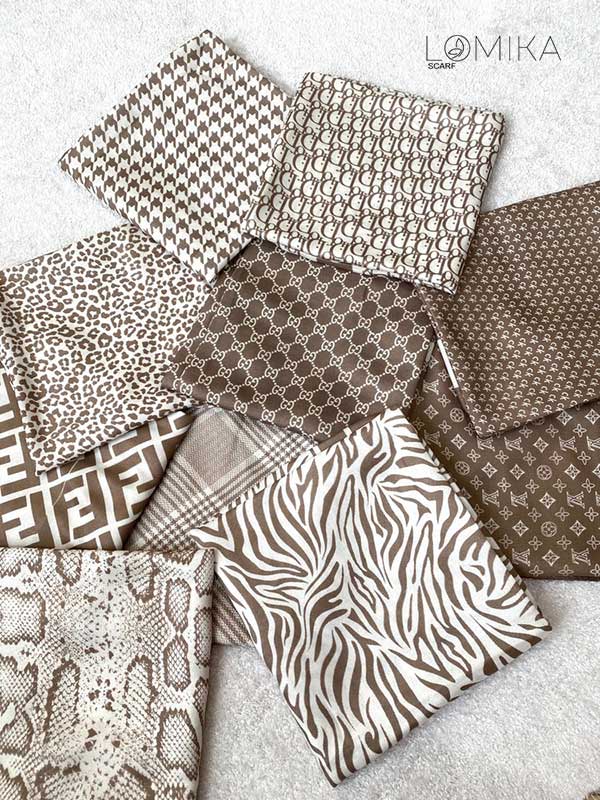 مینی اسکارف پک کرم بسته10طرحی کد mt94 (عمده)