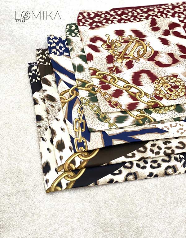 روسری ابریشم توییل بسته5رنگی کد r159 (عمده)