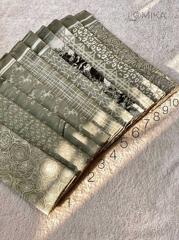 مینی اسکارف پک سبز بسته10طرحی کد mt36 (عمده)