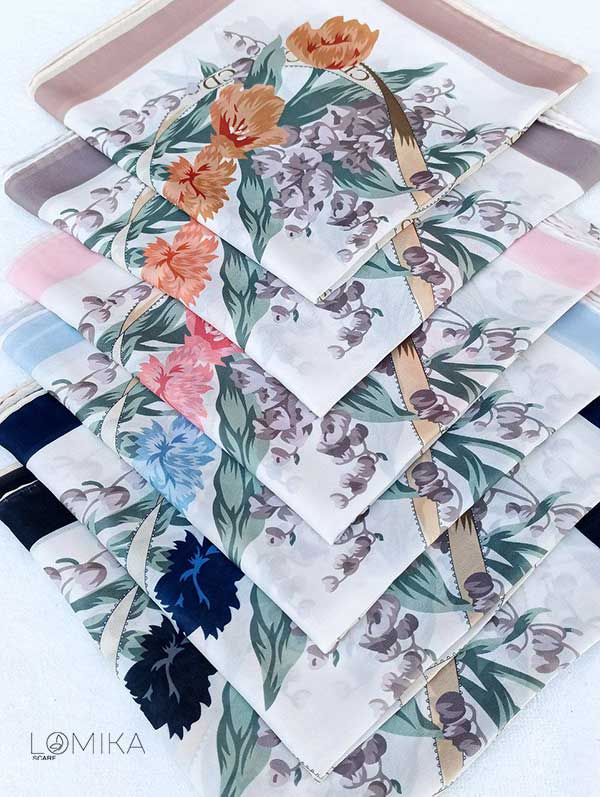 روسری حریردستدوز بسته6رنگی کد r174 (عمده)
