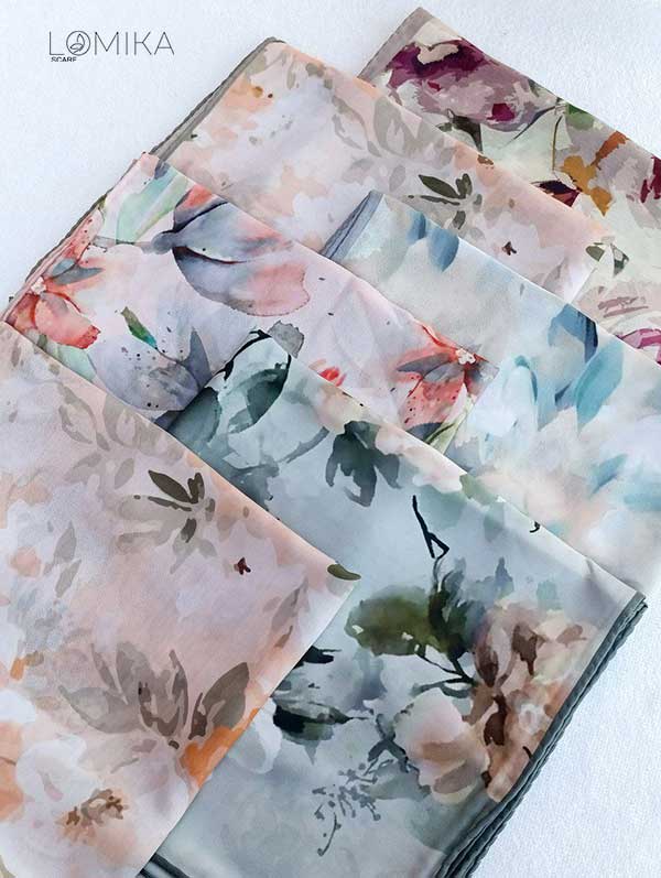 روسری حریردستدوز بسته6طرحی کد r175 (عمده)