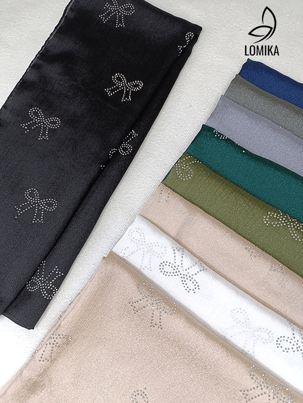 شال کریستال پاپیون نگینی بسته12رنگی کد sm70 (عمده)