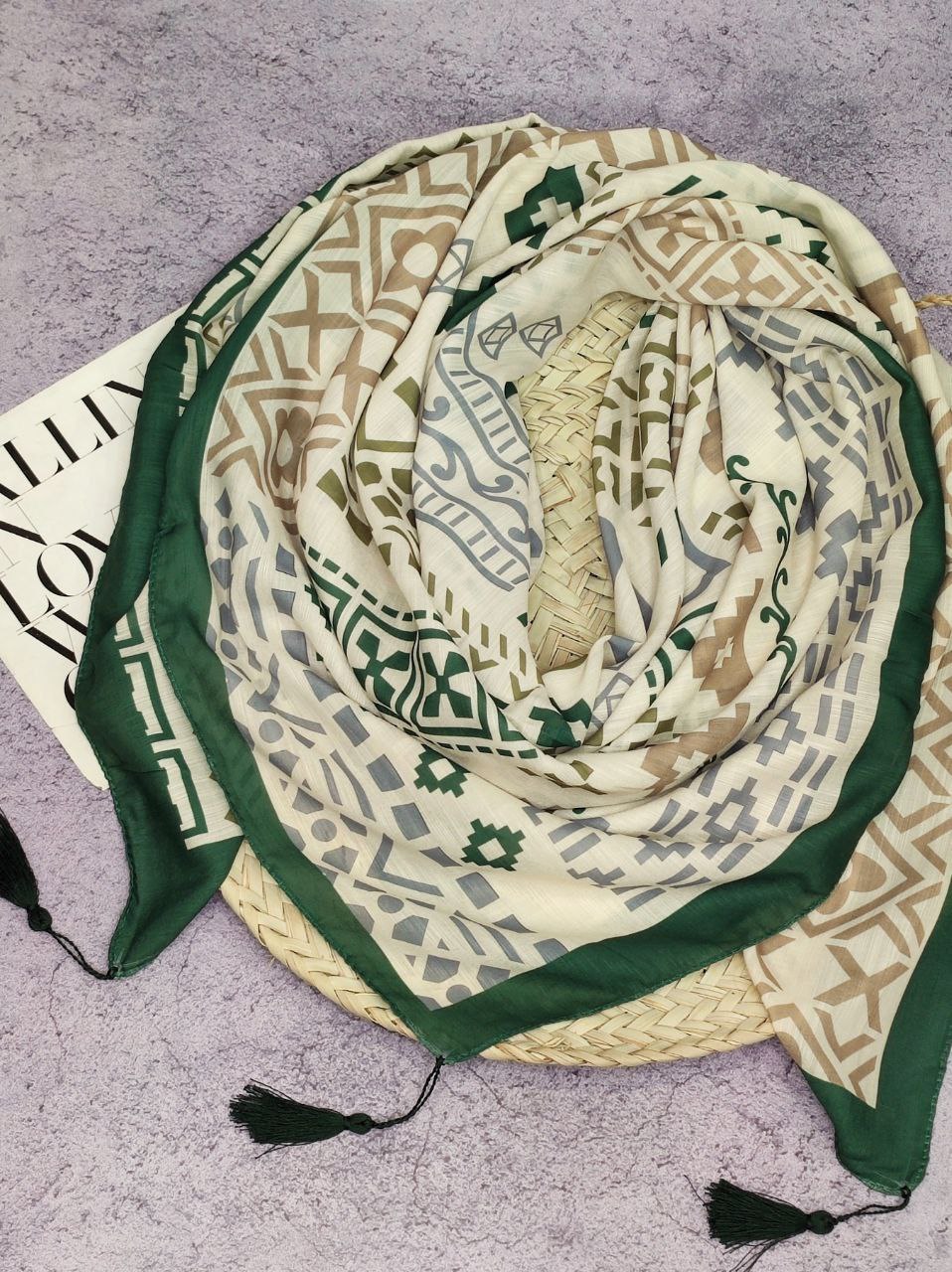 روسری نخی منگوله بسته6طرحی کدr1 (عمده)
