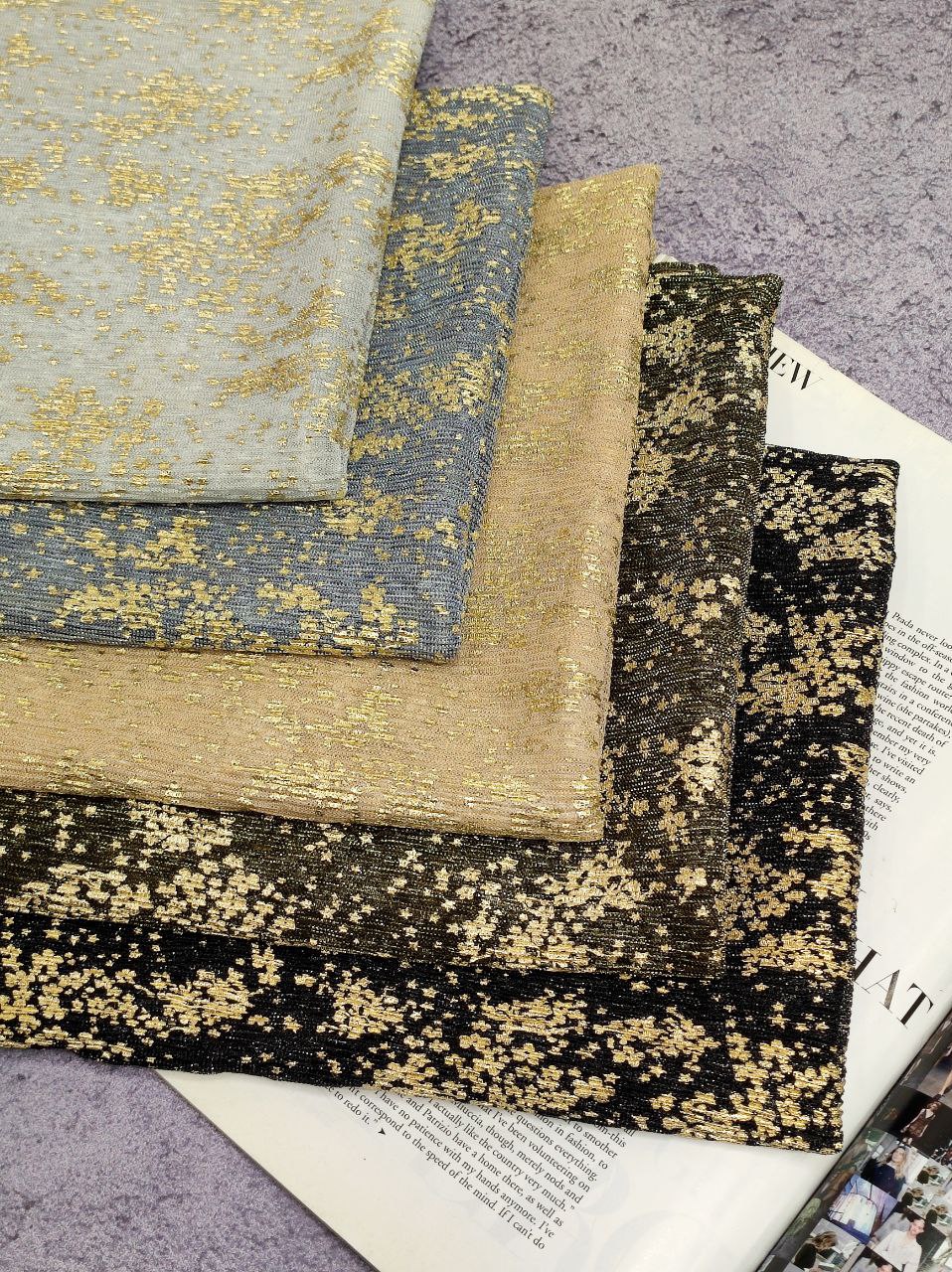 شال حریر طلاکوب بسته5رنگی کد sm14 (عمده)
