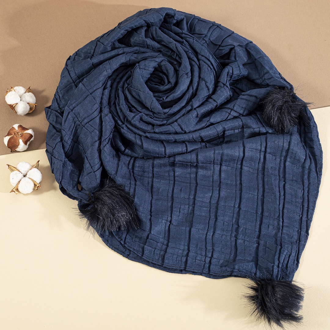 روسری پلیسه پم پم مناسب پاییز و زمستان بسته20رنگی کدrp4 (عمده)
