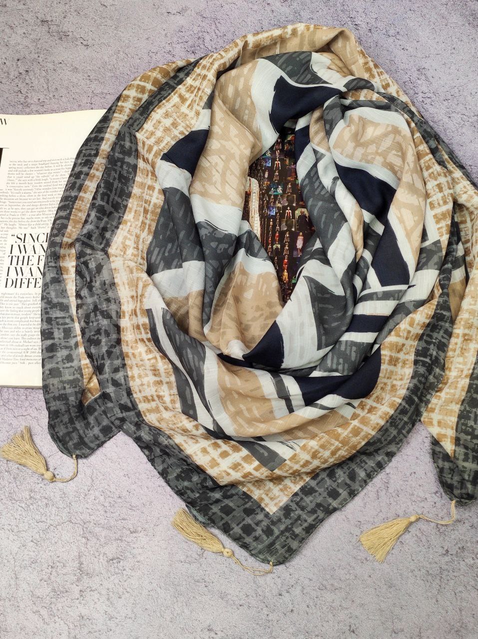 روسری نخی منگوله بسته6طرحی کدr2 (عمده)
